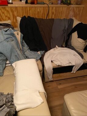 Zara Cream Sherpa Jacket with Light Blue Trim